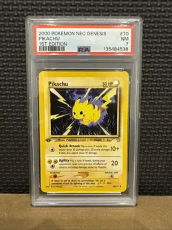 2000 Neo Genesis 1st Edition Rare Pikachu Pokemon PSA 7 70/111 - Image 1