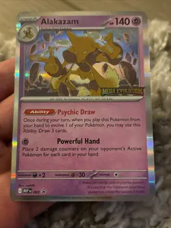 Pokemon TCG Alakazam (PRERELEASE) MEP 003 Mega Evolution Stamped Promo Holo Ding - Image 4