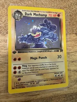 2000 Pokemon Team Rocket Dark Machamp 1st Edition Holo NM Mint - Image 1