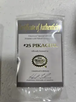 Pokemon 23K Gold Plated PIKACHU Trading Card 1999 Burger King Limited Edition - Image 5