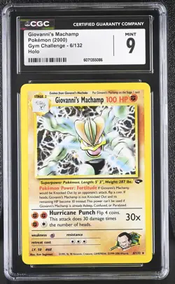 CGC 9 MINT Giovanni's Machamp 2000 Gym Challenge 6/132 Holo Pokemon Card - Image 1