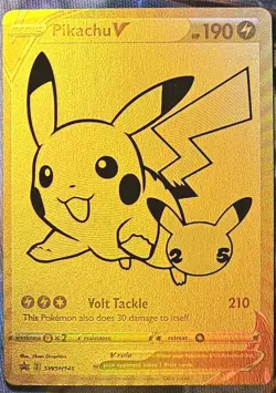 Pokemon Gold Pikachu V SWSH145 SWSH: Sword & Shield Promo Cards Holo 🔥📈 - Image 1