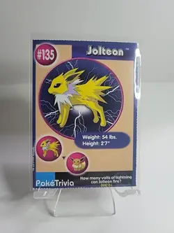 Jolteon Vintage Burger King Mewtwo Strikes Back 1999 Poketrivia Card - Image 1