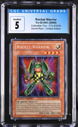 CGC Graded 5 Rocket Warrior CT2-EN005 Collectible Tin Secret Rare Yu-Gi-Oh! Card - Image 1