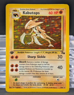 Pokemon 1st Edition Kabutops 9/62 Fossil TCG Rare Holo Card 1999 - Image 1