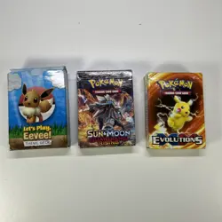 3 Pokemon Sun and Moon, Evolutions And Eevee trading card game ex con - Image 1