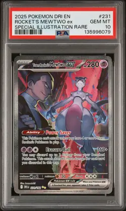 Pokemon 2025 Team Rocket's Mewtwo ex 231/182 SIR Destined Rivals GEM MINT PSA 10 - Image 1