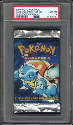 PSA 8 Base Set GERMAN 1st Edition Sealed Pokemon Booster Pack Blastoise - Image 1