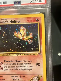 Pokemon TCG Blaine's Moltres Gym Heroes Unlimited Holo Rare #1 PSA 8 With Swirl - Image 2