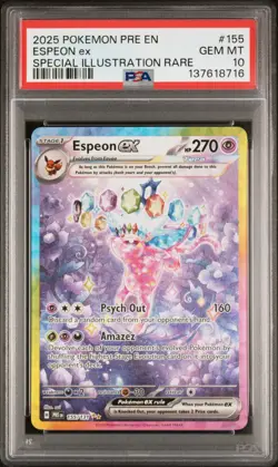 2025 Pokemon Prismatic Evolutions PRE Espeon EX #155/131 SIR PSA 10 Gem Mint - Image 1