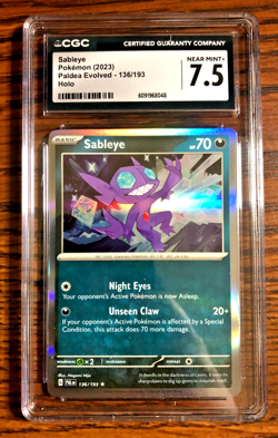 Sableye Holo Rare #136 - CGC NEAR MINT+ 7.5 - 2023 Paldea Evolved - Pokemon TCG - Image 1