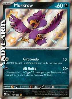 MURKROW 181/091 • Rara Shiny • Destino di Paldea PAF POKEMON - Image 1