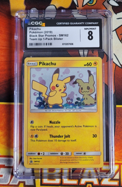 Pokemon TCG Team Up PROMO Pikachu #SM162 GRADED CGC 8 - Image 1