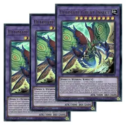 Yugioh - Ultimate Great Insect x 3 - 1st Edition Ultra Rare NM - Free Holo Card - Image 1