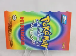 Topps Pokemon Card BULBASAUR #01 Die-Cut Embossed 1st Movie Blue Logo 1st Ed LP - Image 2