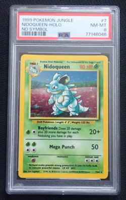 PSA 8 NIDOQUEEN 7/64 HOLO RARE - NO SYMBOL ERROR - POKEMON JUNGLE TRADING CARD - Image 3