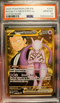 Pokemon TCG Team Rockets Mewtwo EX Full Art Card Hyper Rare 240/182 PSA 10 - Image 1