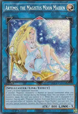 YUGIOH HOLO CARD ARTEMIS THE MAGISTUS MOON MAIDEN BLCR-EN095 1ST EDITION - Image 1