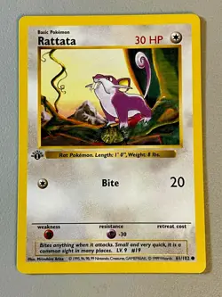 RATTATA 61/102 1st edition shadowless Pokemon Card NM Condition Card - Image 1