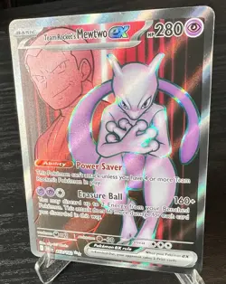 Pokemon TCG Destined Rivals Team Rockets Mewtwo EX Ultra Rare Card 213/182 - Image 3