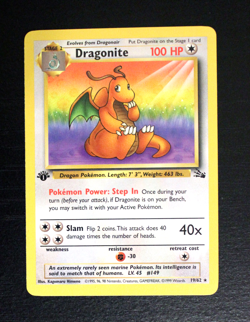Dragonite 19/62 1st EDITION Fossil Set Pokemon Card Non-Holo OG WOTC Rare - Image 1