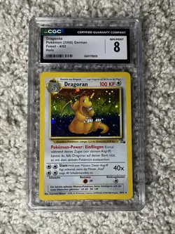 Dragonite CGC 8 Pokemon WOTC 2000 Fossil GERMAN Cosmos Holo Border Swirl POP 6! - Image 1