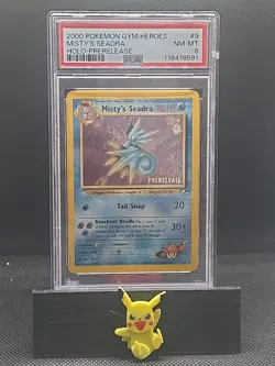 2000 Pokemon Gym Hero’s Misty's Seadra Holo-Prerelease #9 PSA NM-MT 8 - Image 1