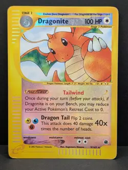 Dragonite 009/165 Expedition Base Set Reverse Holo Rare Pokemon TCG Nintendo LP - Image 1