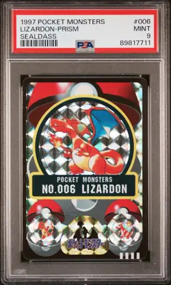 1997 POCKET MONSTERS SEALDASS SER 1 #006 LIZARDON-PRISM PSA 9 - Image 1