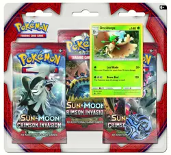 3x Pokemon Sun and Moon Crimson Invasion TCG 3 Pack Special Edition Decidueye - Image 1