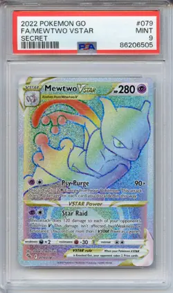 2022 Pokemon GO Mewtwo VSTAR Secret #079 PSA 9 Mint - Image 1