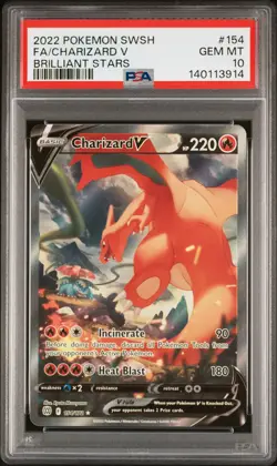 2022 POKEMON SWORD & SHIELD BRILLIANT STARS #154 FULL ART/CHARIZARD V PSA 10 - Image 1