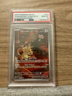 2025 POKEMON DRI EN-DESTINED RIVALS #203 TEAM ROCKET's MEOWTH PSA 10 - Image 1
