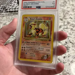 2000 Pokemon Gym Challenge Blaine's Arcanine Holo Rare PSA 5 - Image 4