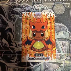 Eevee M Charizard Poncho Let’s Go Eevee Card Database Gold Cracked Holo Pokemon - Image 1
