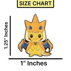 Pikachu Charizard Poncho Hoodie Pokemon Pin TCG & Video Game Brooch Anime - Image 3