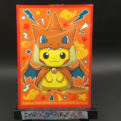 x1 Mega Charizard Y Poncho Pikachu Sleeve Pokemon Center Japan New Unplayed - Image 1