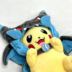 Pokemon Center Pikachu Wearing Mega Charizard X Poncho Plush Toy 2014 NEW - Image 2