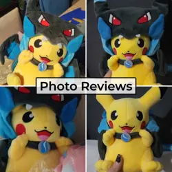 Pokemon Pikachu Mega Charizard X Hoodie Cosplay Poncho Plush 12" Cute Soft Toy - Image 4