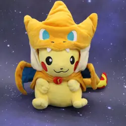 Pokemon Pikachu Mega Charizard Y Poncho Plush 9" - Image 1