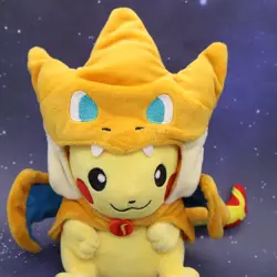 Pokemon Pikachu Mega Charizard Y Poncho Plush 9" - Image 2