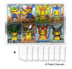 POKEMON PIKACHU PONCHO CHARIZARD MARIO LUIGI RAYQUAZA SET 8 Fans Art Cards - Image 5