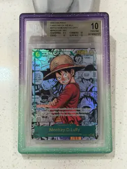 BGS 10 One Piece Card Monkey D Luffy Manga Alt Art OP13 Carrying On His Will - Image 1