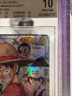 BGS 10 One Piece Card Monkey D Luffy Manga Alt Art OP13 Carrying On His Will - Image 4
