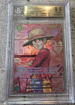 One Piece TCG Luffy Red Manga Alt Art BGS 9.5 Op 13 Carrying On His Will English - Image 1