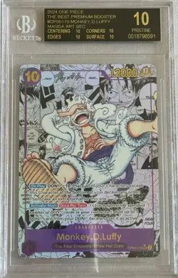 BGS 10 BLACK LABEL One Piece Card Monkey D. Luffy Manga Alt Art PRB English - Image 1