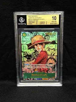BGS 10 One Piece Card Monkey D Luffy Manga Alt Art OP13 Carrying On His Will - Image 1