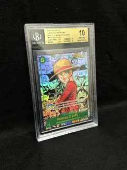 BGS 10 One Piece Card Monkey D Luffy Manga Alt Art OP13 Carrying On His Will - Image 3