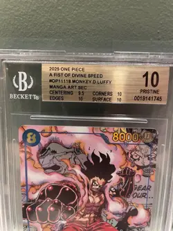 2025 One piece OP11-118 Monkey D Luffy Manga Alt Art ENGLISH BGS 10 - Image 3