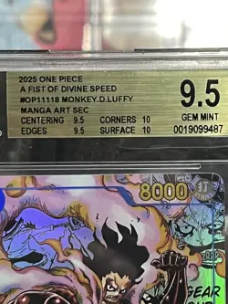 2025 One Piece OP11 EN Manga Alt Art Monkey D. Luffy #118 BGS 9.5 Gem Mint - Image 2